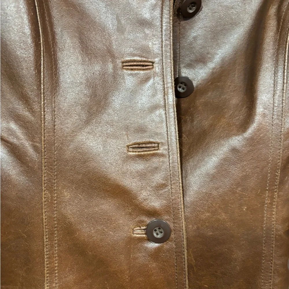 Wilson Classic Brown Leather Button-Front Jacket Size Small